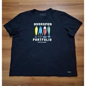 Mens Life Is Good Diversified Portfolio Graphic Cotton‎ T- Shirt